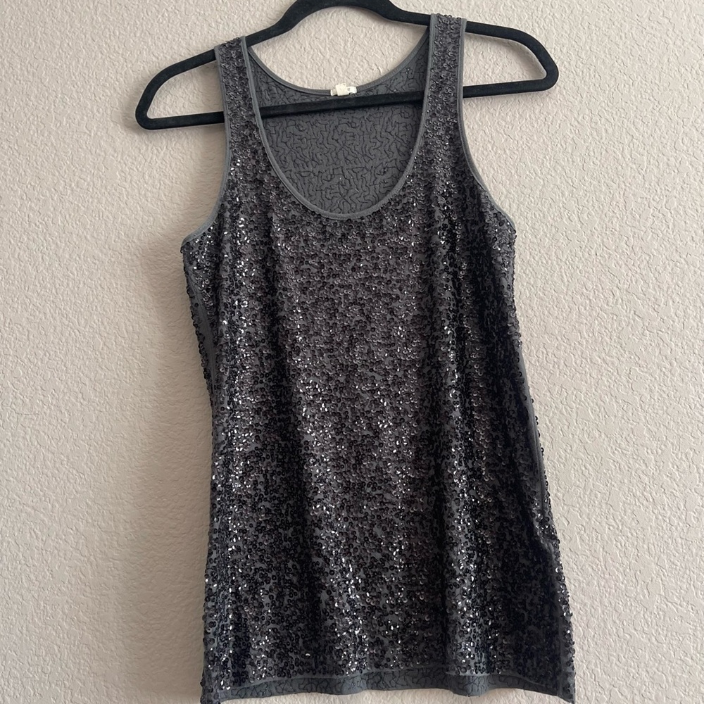 J. Crew Sparkling Gray Sequin Tank Top
